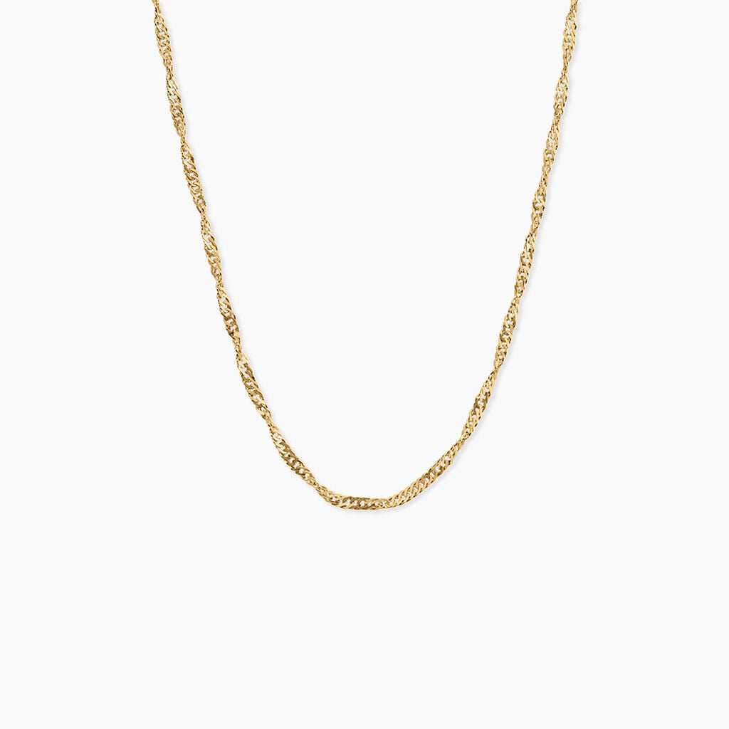 Collier Imanie Maille Singapour Argent Dor&eacute; A L'Or 750/1000 - Bijoux sans pierre Femme | Histoire d&rsquo;Or
