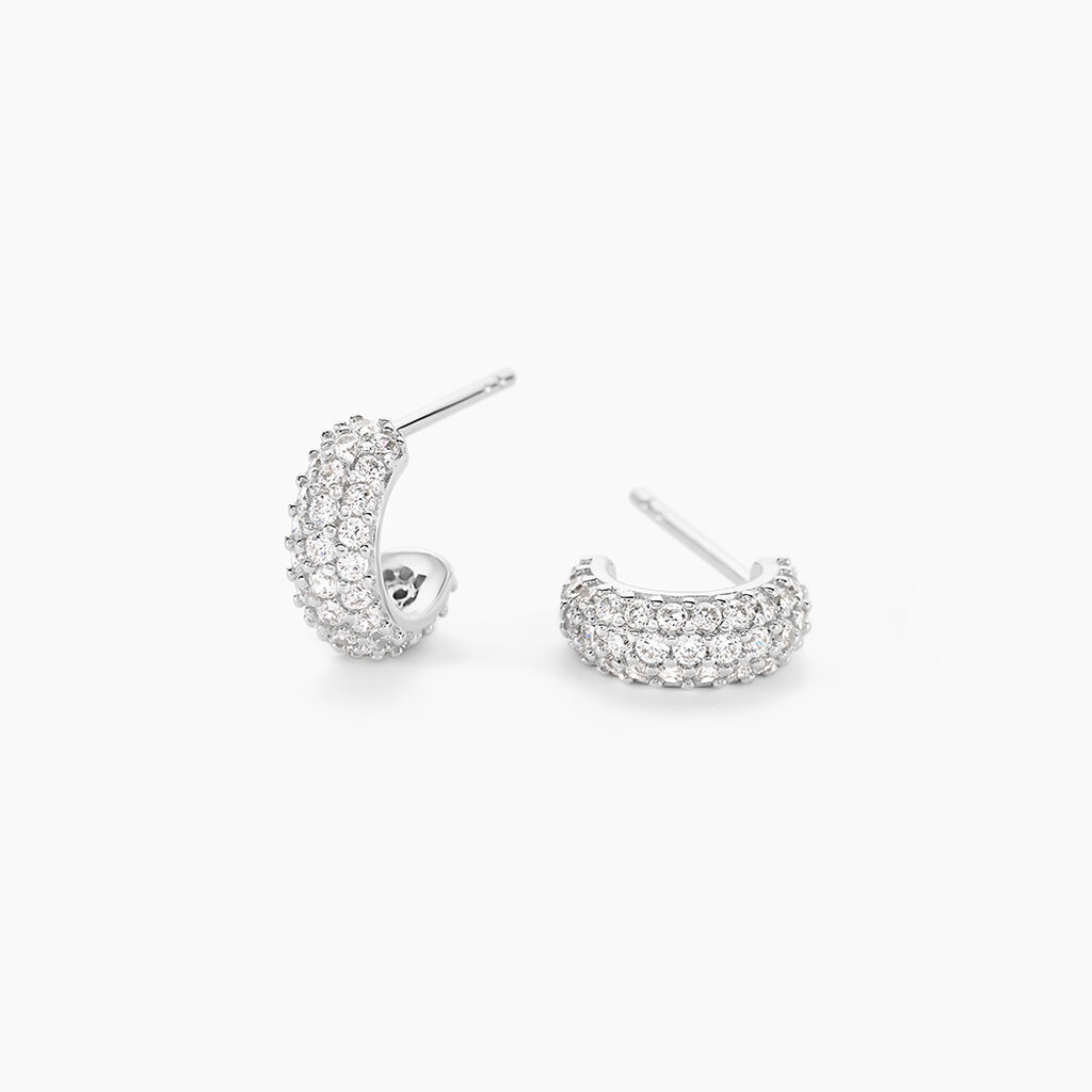 Cr&eacute;oles Palome Argent Blanc Oxyde De Zirconium - Boucles d'oreilles cr&eacute;oles Femme | Histoire d&rsquo;Or