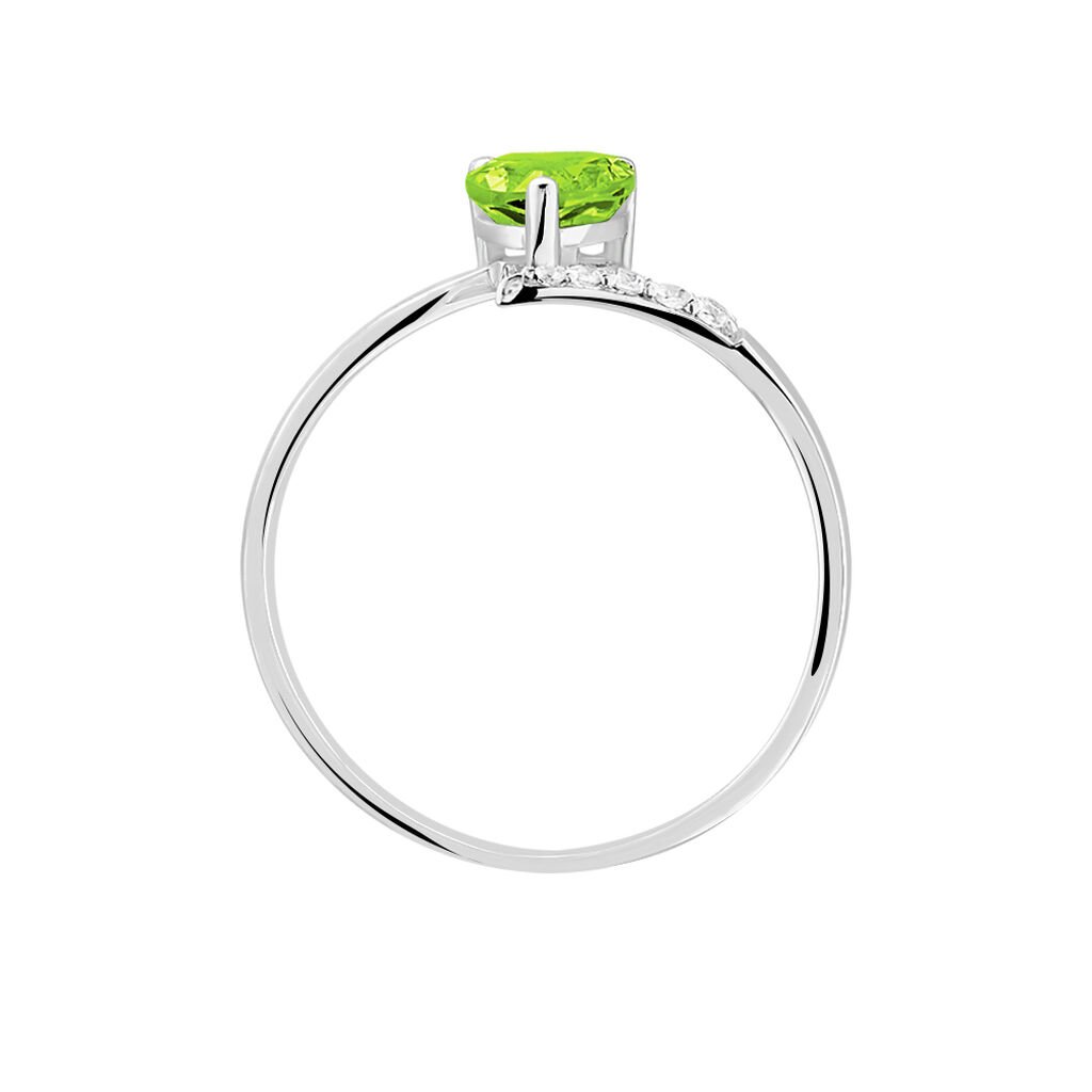 Bague Eva Or Blanc P&eacute;ridot Et Diamant - Bagues solitaires Femme | Histoire d&rsquo;Or