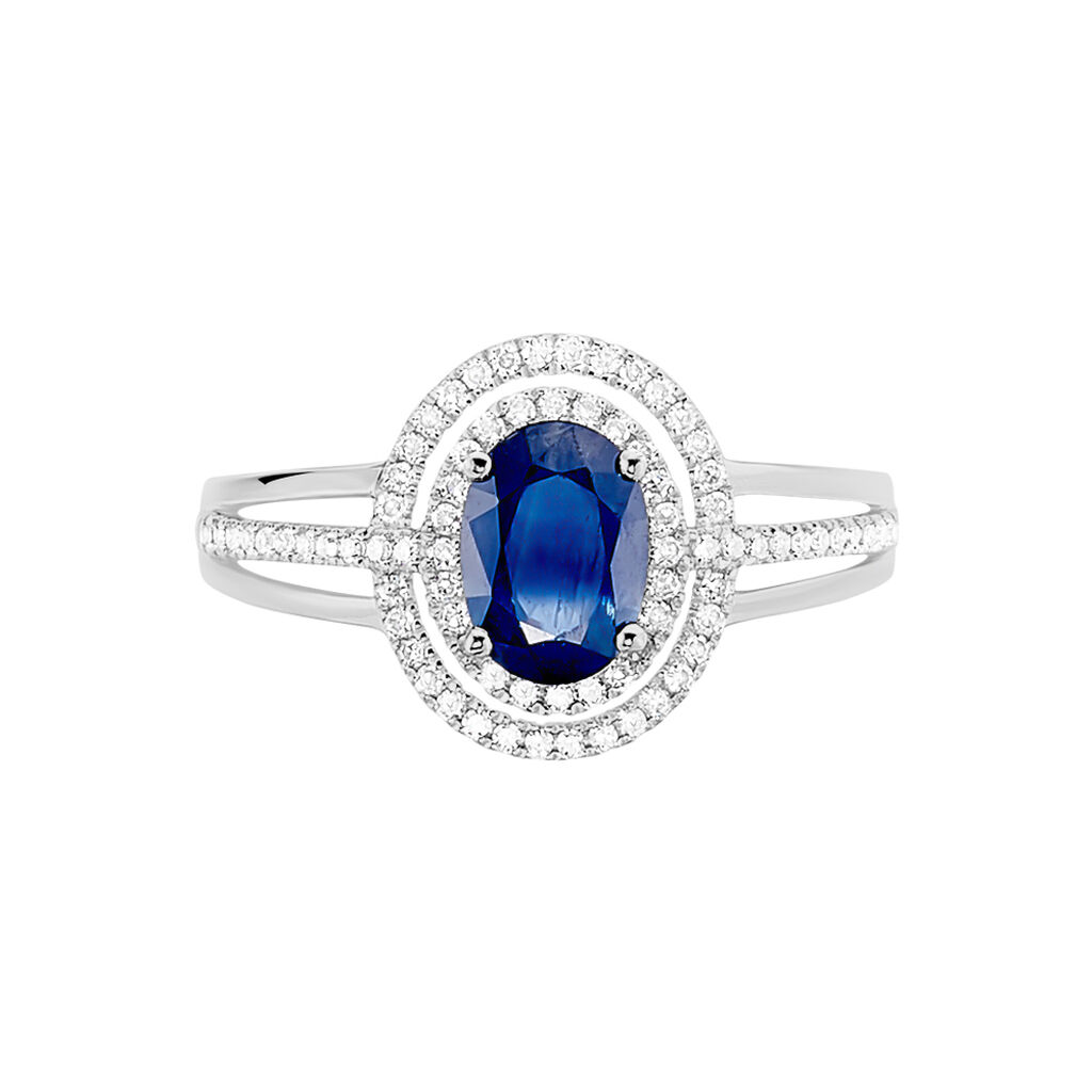 Bague Justine Or Blanc Saphir Et Diamant - Bagues solitaires Femme | Histoire d’Or