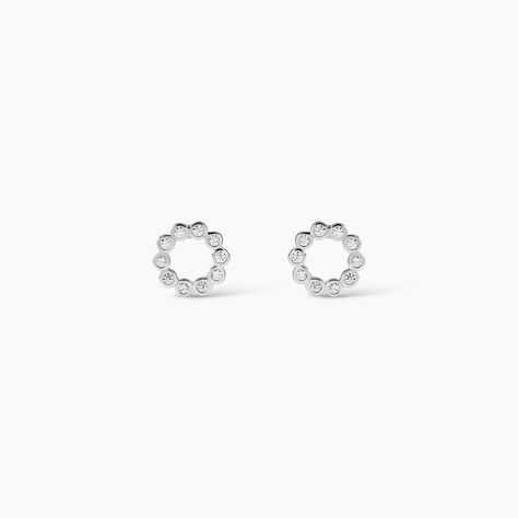 Boucles D'oreilles Puces Argent Blanc Leonhard Oxydes De Zirconium - Boucles d'oreilles fantaisie Femme | Histoire d&rsquo;Or