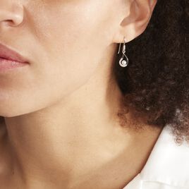 Boucles D'oreilles Pendantes Akiko Argent  Perle De Culture Et Oxyde - Boucles d'oreilles fantaisie Femme | Histoire d’Or