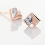 Boucles D'oreilles Puces Rossana Argent Rose Pierre De Synthese - Boucles d'oreilles fantaisie Femme | Histoire d&rsquo;Or