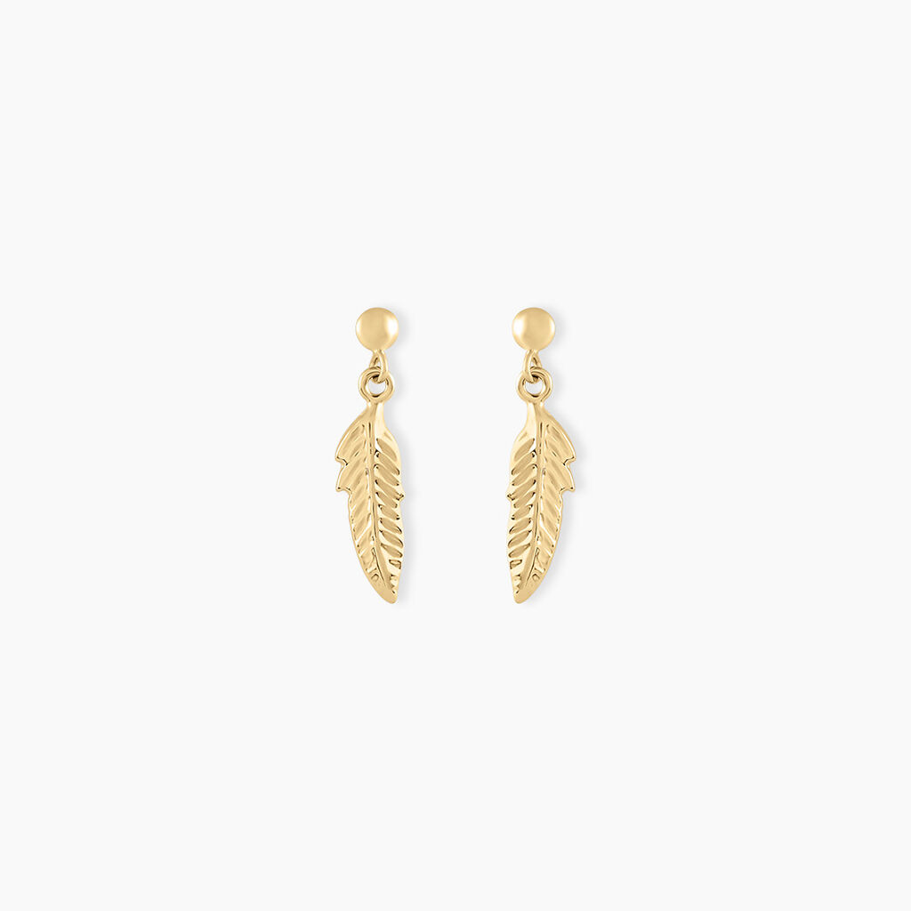 Boucles D'oreilles Pendantes Bartolomea Feuille Or Jaune - Boucles d'oreilles pendantes Femme | Histoire d&rsquo;Or