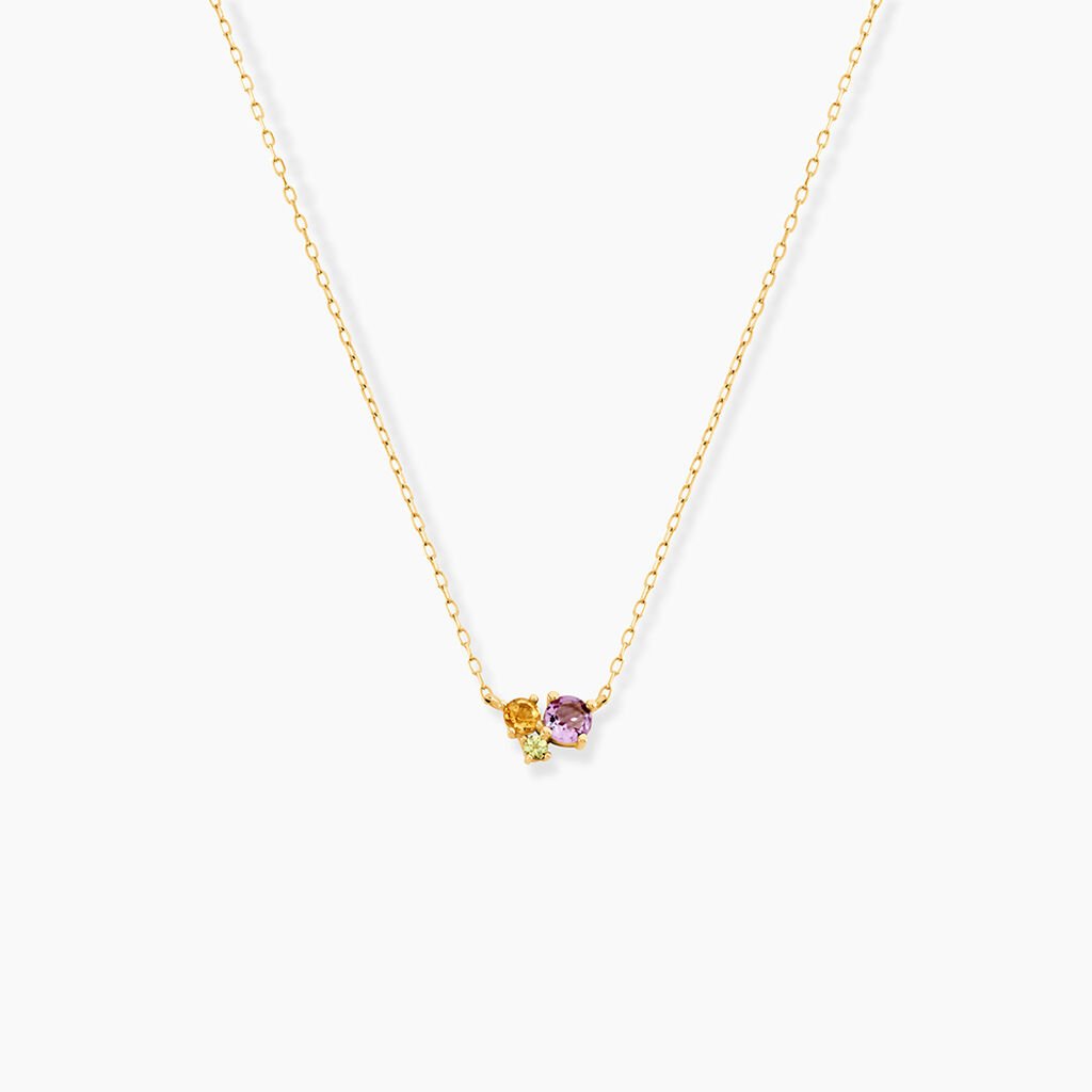 Collier Prisme Or Jaune Am&eacute;thyste Citrine P&eacute;ridot - F&ecirc;te des m&egrave;res Femme | Histoire d&rsquo;Or