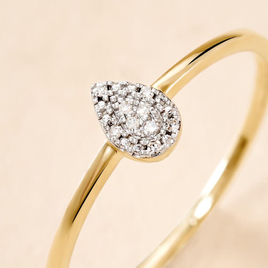Bague Pear C Or Jaune Diamant - Bagues avec pierre Femme | Histoire d’Or