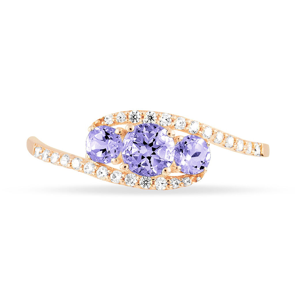 Bague Chloe Or Rose Amethyste Et Oxyde De Zirconium - Bagues solitaires Femme | Histoire d&rsquo;Or