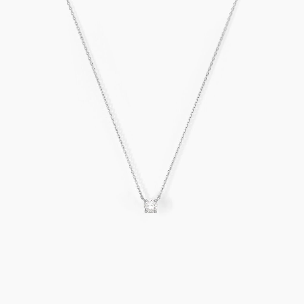Collier Or Blanc Aphrodite Diamant - Colliers Femme | Histoire d&rsquo;Or