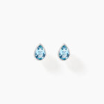 Boucles D'oreilles Puces Fassia Or Blanc Topaze - Clous d'oreilles Femme | Histoire d&rsquo;Or