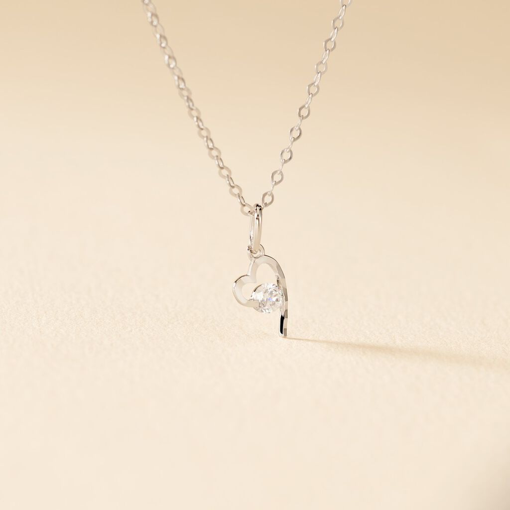 Collier Romance Or Blanc Oxyde De Zirconium - Colliers Femme | Histoire d’Or