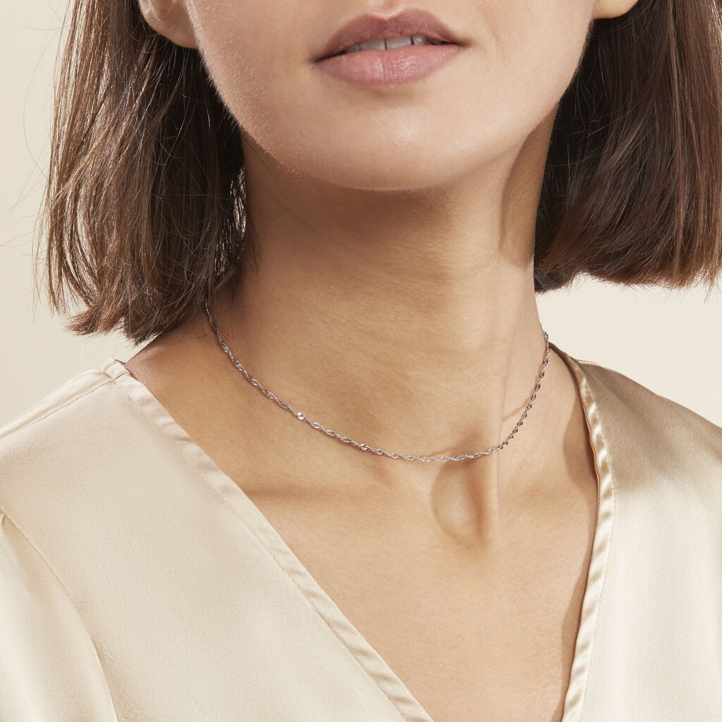 Chaîne Imanie Maille Singapour Or Blanc - Chaines Femme | Histoire d’Or