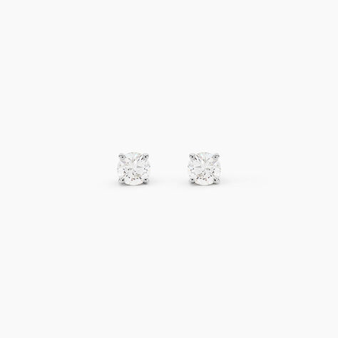 Boucles D'oreilles Puces One Platine Blanc Diamant - Clous d'oreilles Homme | Histoire d&rsquo;Or