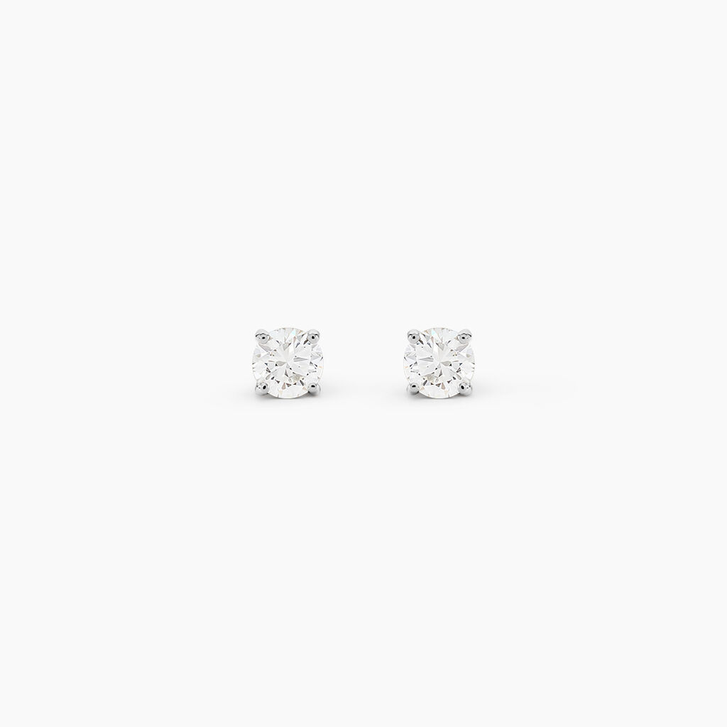 Boucles D'oreilles Puces One Platine Blanc Diamant