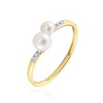 Bague Primo Or Jaune Perle De Culture Et Oxyde De Zirconium - Bagues solitaires Femme | Histoire d&rsquo;Or