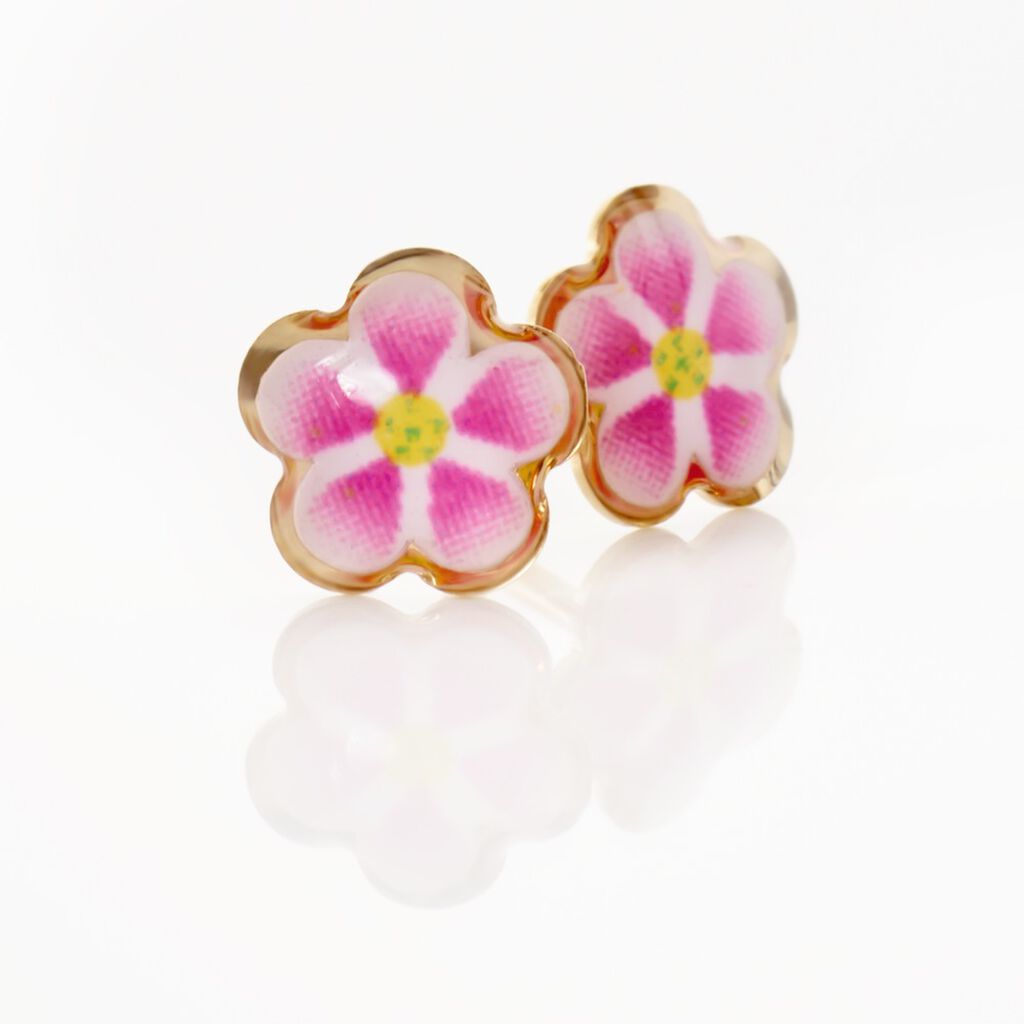 Boucles D'oreilles Puces Syna Fleur Or Jaune - Clous d'oreilles Enfant | Histoire d&rsquo;Or