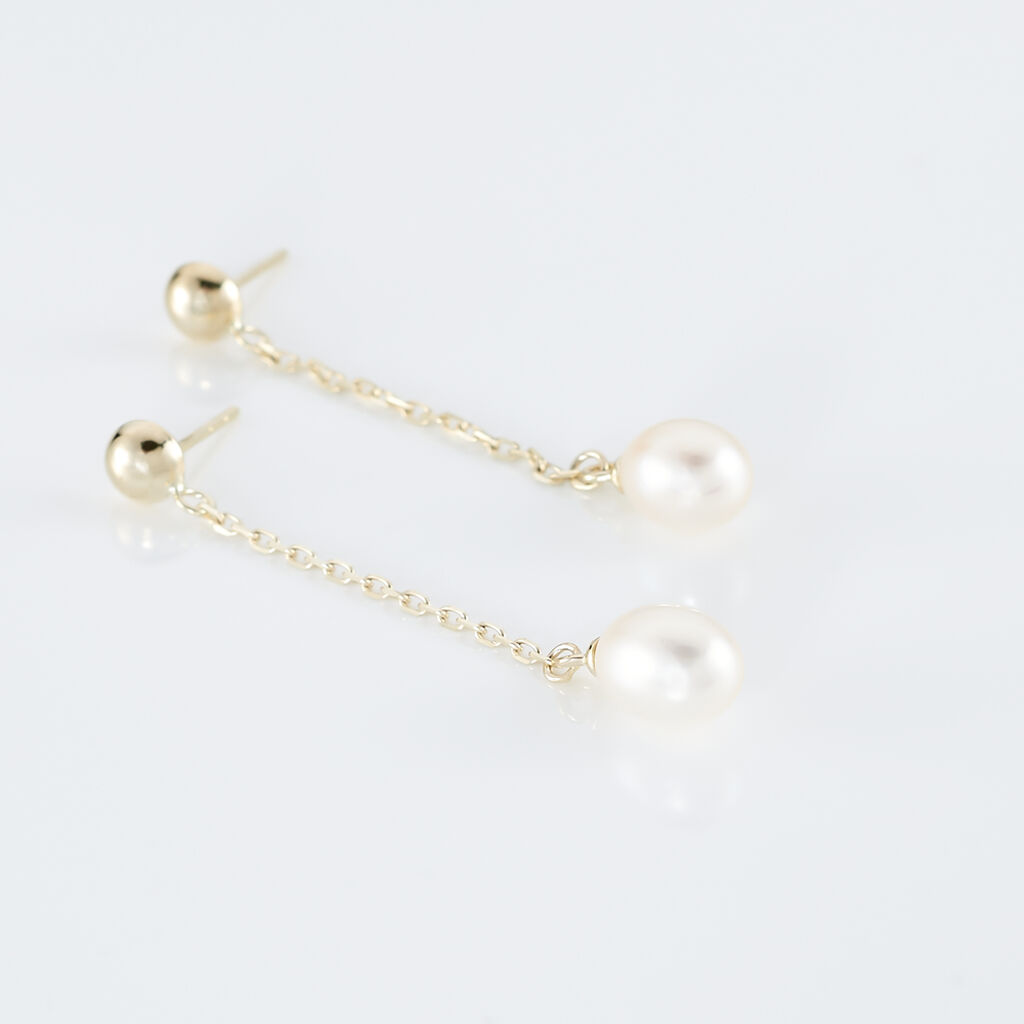 Boucles D'oreilles Pendantes Adriette Or Jaune Perle De Culture - Boucles d'oreilles pendantes Femme | Histoire d’Or