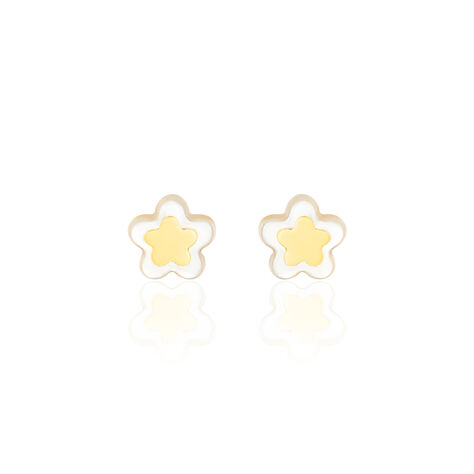 Boucles D'oreilles Puces Cleomelia Fleur Or Jaune - Clous d'oreilles Enfant | Histoire d’Or