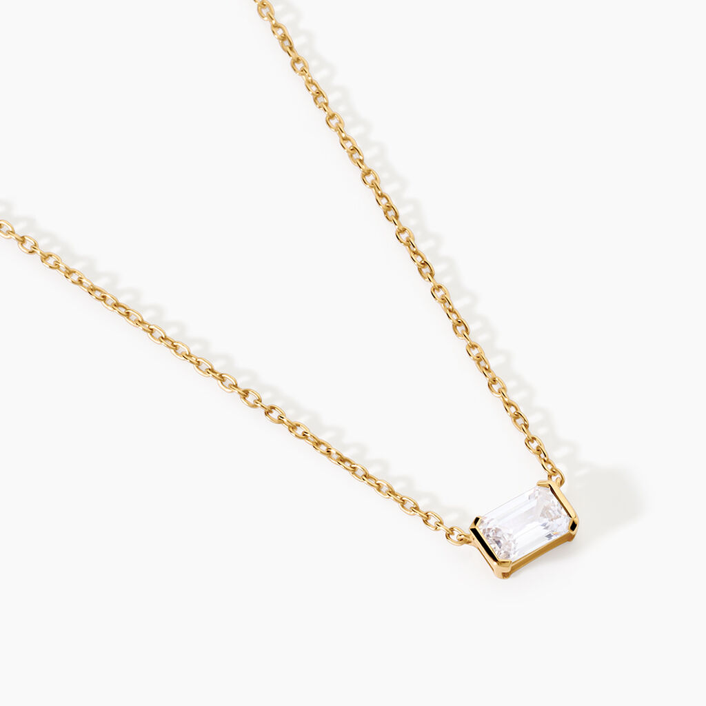 Collier Francine Argent Dor&eacute; A L'Or 750/1000 Oxyde De Zirconium - Colliers Femme | Histoire d&rsquo;Or