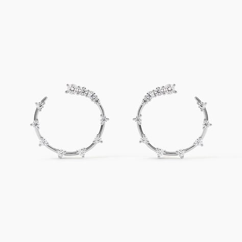 Boucles D'Oreilles Puces Rain Argent Blanc Oxyde De Zirconium - Boucles d'oreilles fantaisie Femme | Histoire d&rsquo;Or
