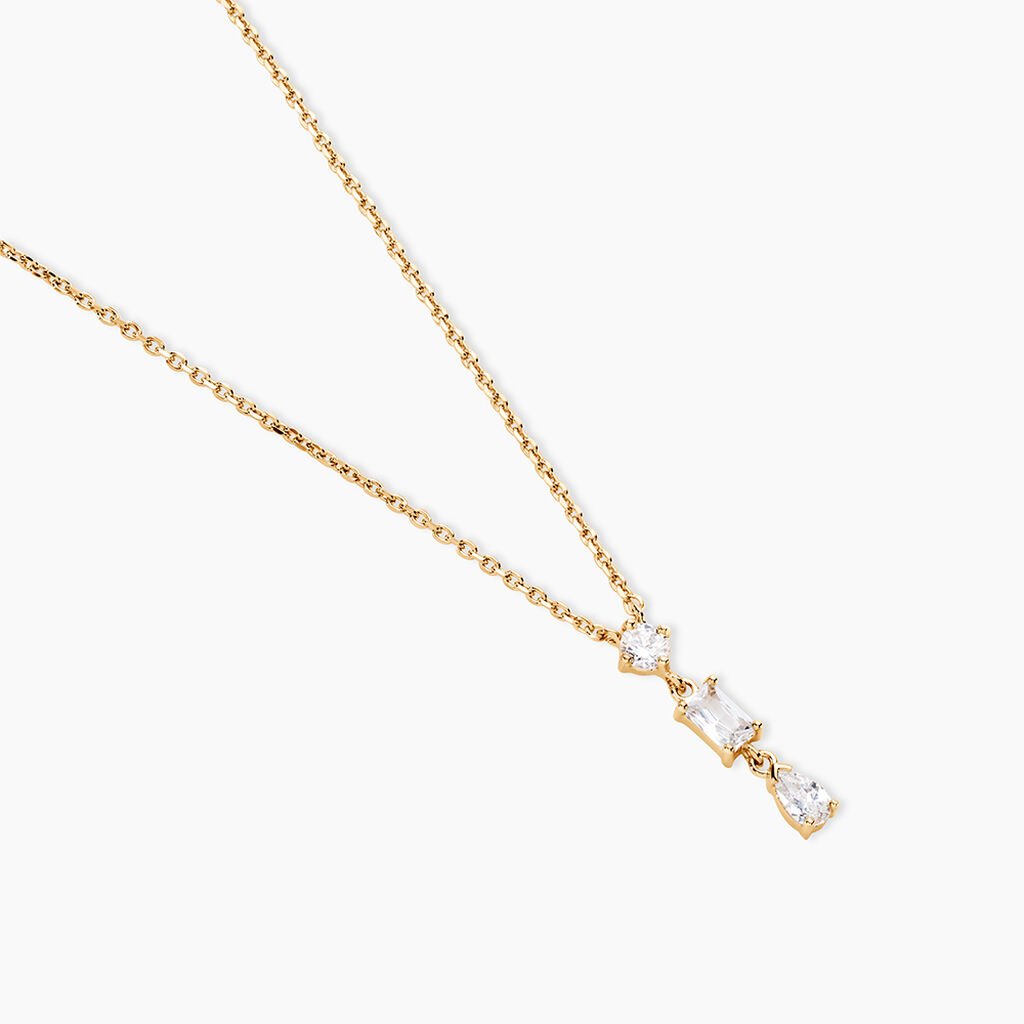 Collier Estela Plaque Or Jaune Oxyde De Zirconium - Colliers Femme | Histoire d&rsquo;Or