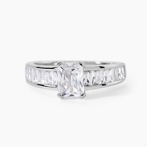 Bague Solitaire Aronn Argent Blanc Oxyde De Zirconium - Bagues solitaires Femme | Histoire d&rsquo;Or