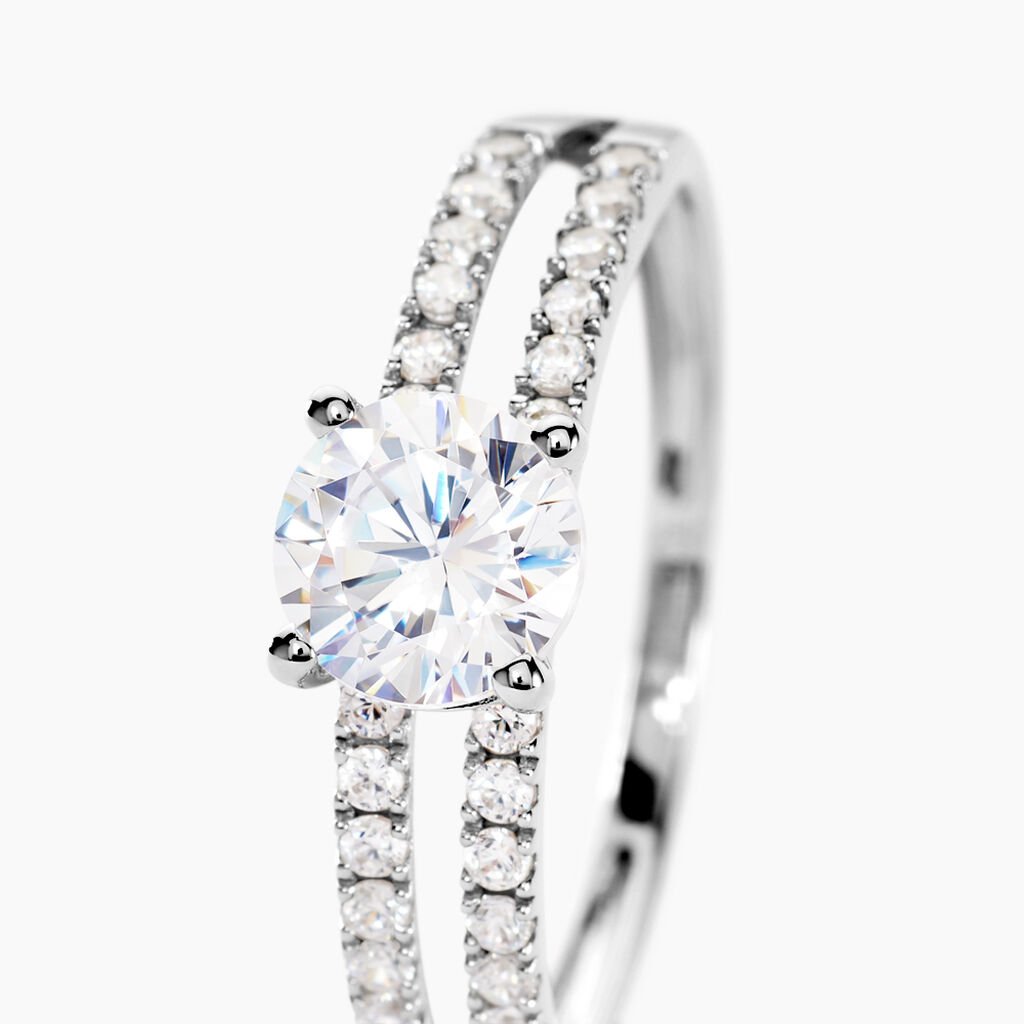 Bague Solitaire Cesarine Or Blanc Oxyde De Zirconium - Bagues solitaires Femme | Histoire d&rsquo;Or
