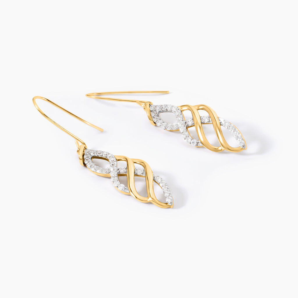 Boucles D'Oreilles Pendantes Sumati Or Jaune Oxyde De Zirconium - Boucles d'oreilles pendantes Femme | Histoire d&rsquo;Or