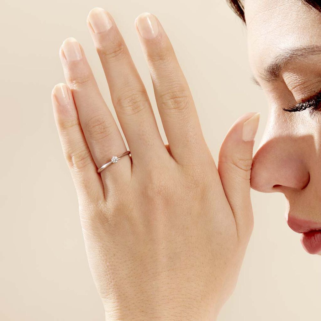 Bague Solitaire Veronika Or Blanc Diamant - Bagues solitaires Femme | Histoire d’Or
