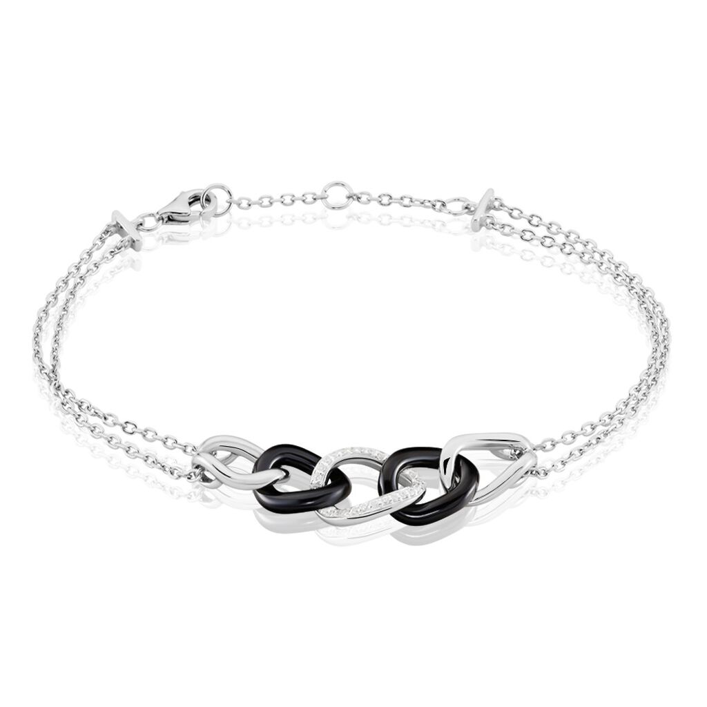 Bracelet Link Argent Blanc Céramique Et Oxyde De Zirconium