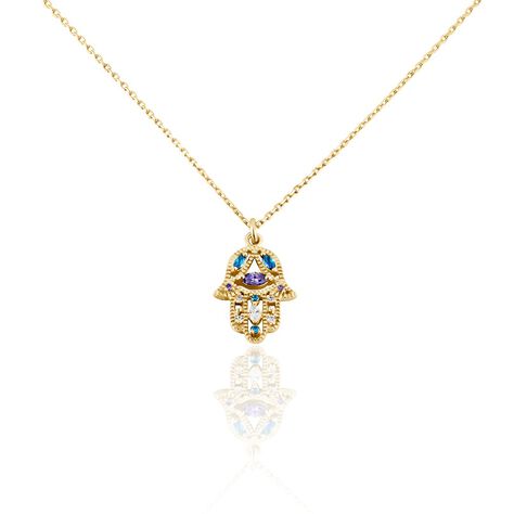 Collier Plaqué Or Jaune Eumelia Oxydes De Zirconium - Colliers Main de Fatma Femme | Histoire d’Or