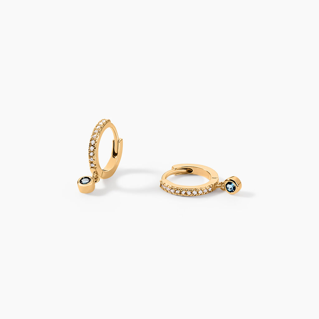 Creoles Dili Plaqué Or Pierres - Boucles d'oreilles créoles Femme | Histoire d’Or
