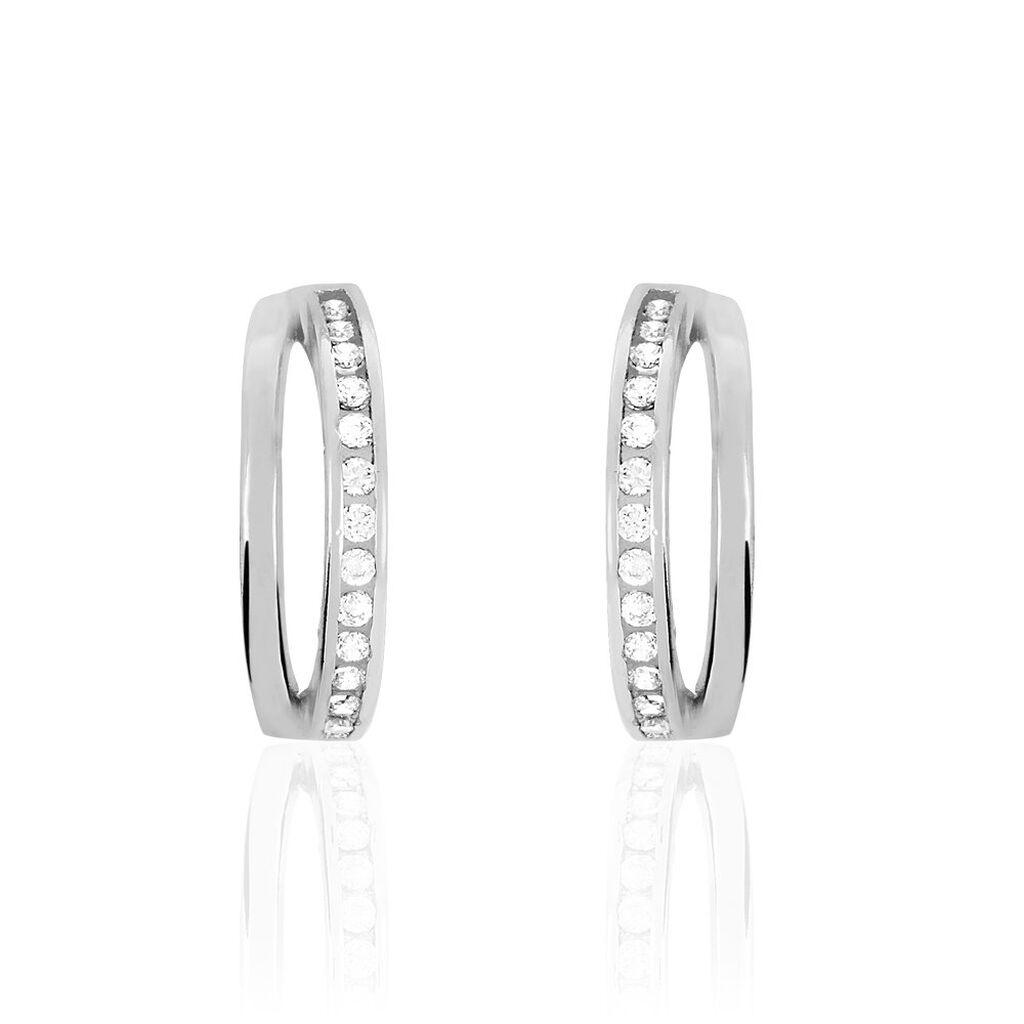 Créoles Otho Rondes Argent Blanc Oxyde De Zirconium - Boucles d'oreilles créoles Femme | Histoire d’Or