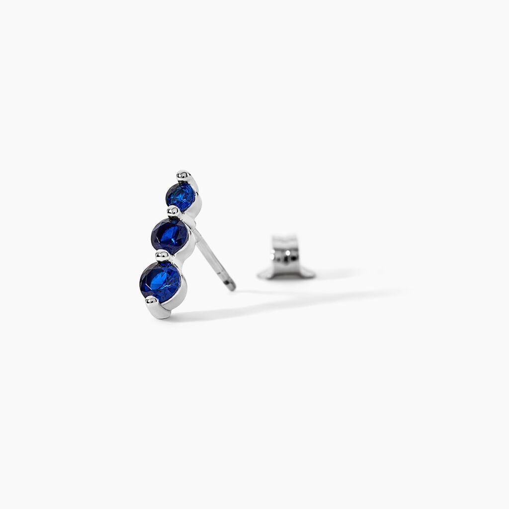 Boucles D'Oreilles Puces Emina Argent Blanc Pierre D'Imitation Perle D'Imitation - Boucles d'oreilles fantaisie Femme | Histoire d&rsquo;Or
