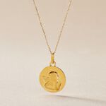 Pendentif Ange Rond Effet Diamante Or Jaune - Pendentifs Bapt&ecirc;me Famille | Histoire d&rsquo;Or