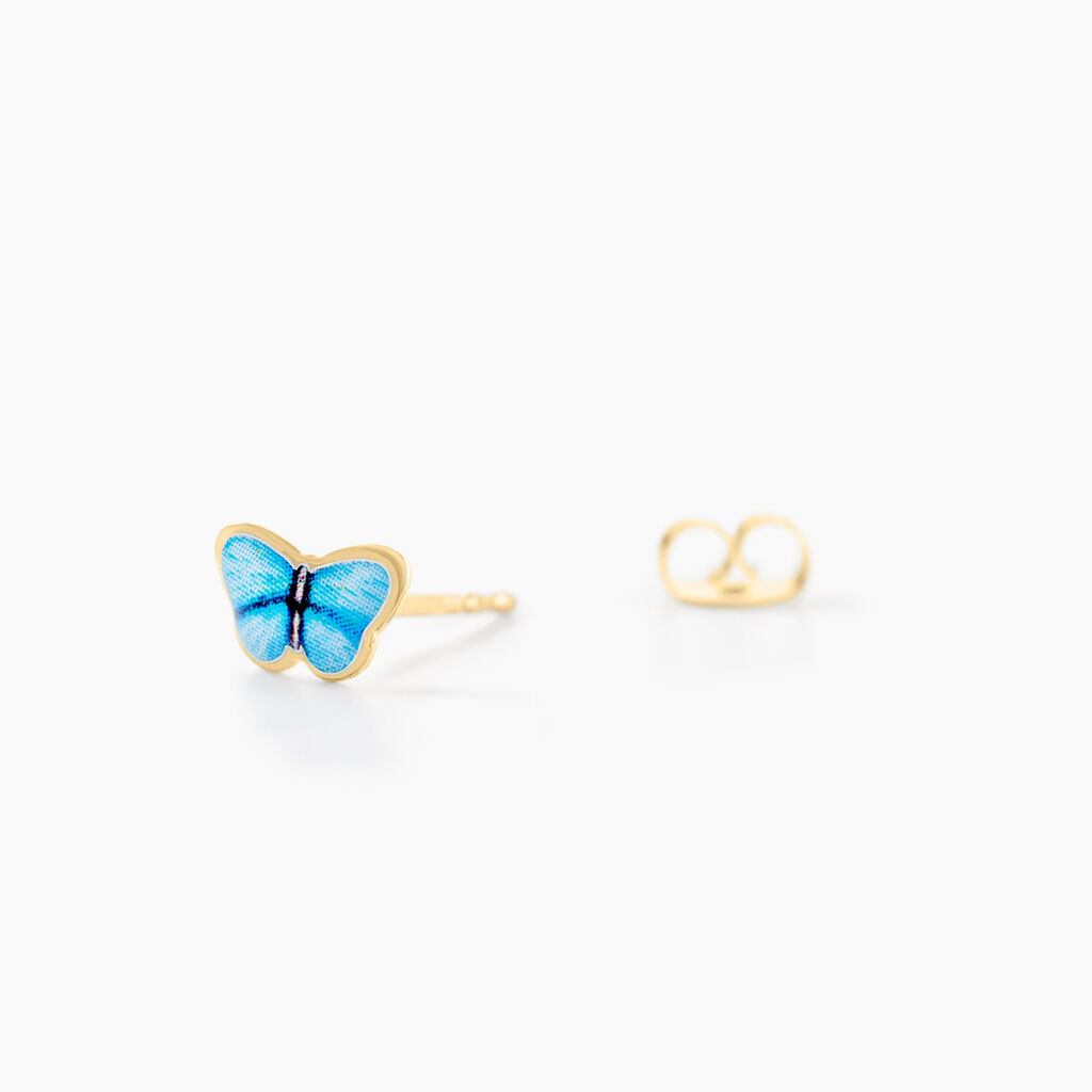 Boucles D'oreilles Puces Sulivia Papillon Or Jaune - Clous d'oreilles Enfant | Histoire d’Or