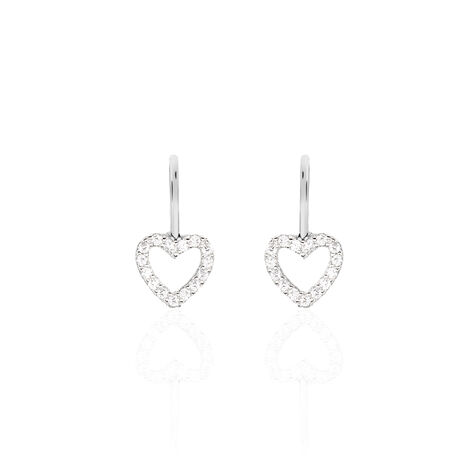 Boucles D'oreilles Pendantes Elisene Argent Blanc Oxyde De Zirconium - Boucles d'Oreilles Coeur Femme | Histoire d’Or