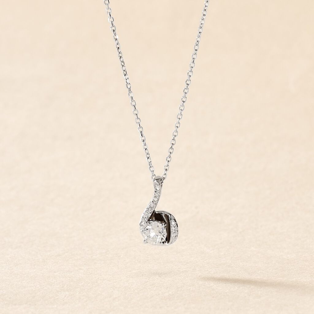Collier Vrille Accompagnee Or Blanc Diamant - Colliers Femme | Histoire d’Or