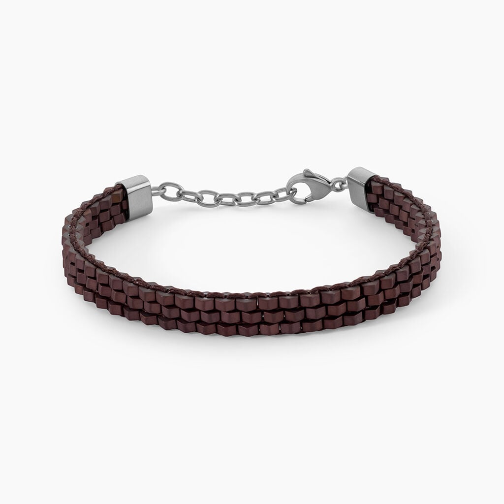 Bracelet Naturel Acier Argent&eacute; H&eacute;matite - Bracelets Pierre Homme | Histoire d&rsquo;Or