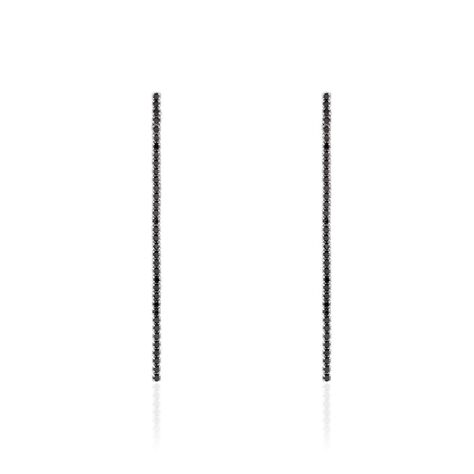 Boucles D'oreilles Pendantes Lou-anne Argent Blanc Oxyde Noir - Boucles d'oreilles fantaisie Femme | Histoire d’Or