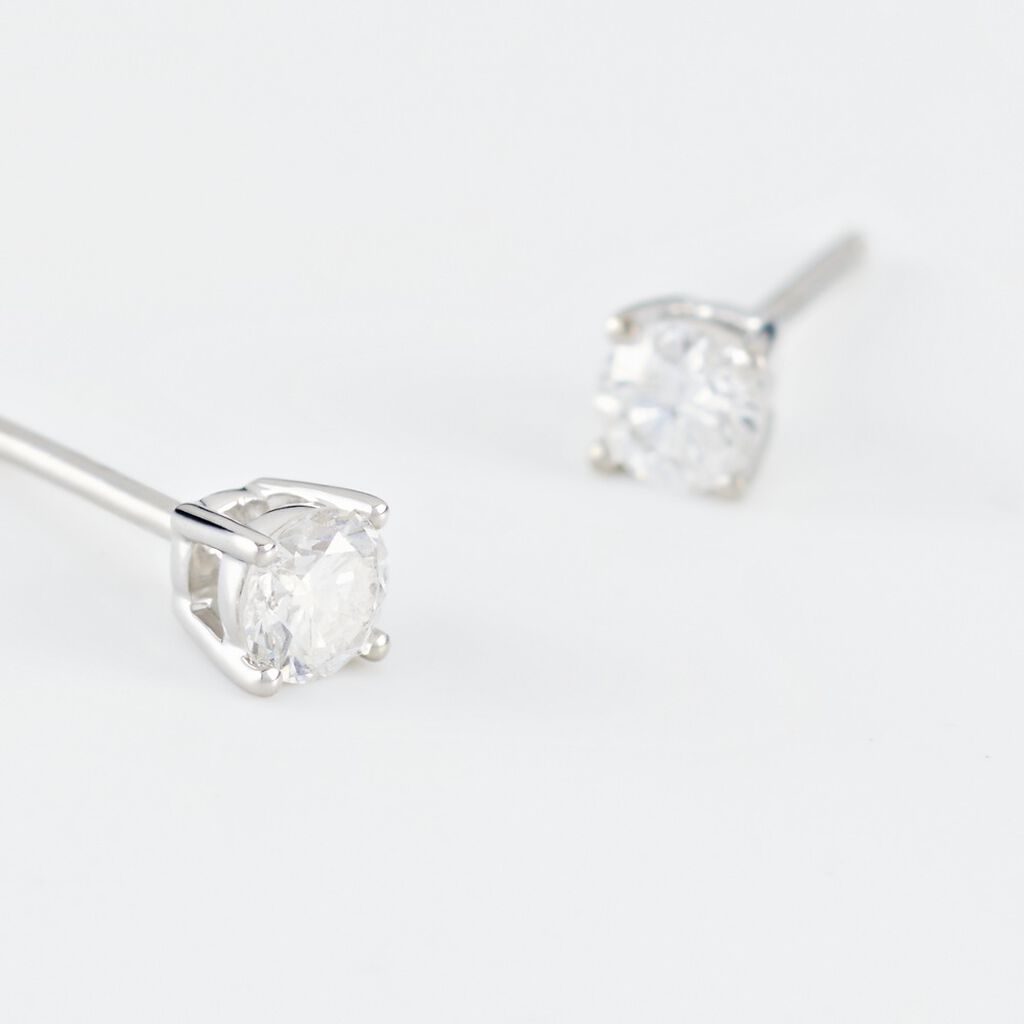 Boucles D'oreilles Puces Aphrodite Or Blanc Diamant - Clous d'oreilles Famille | Histoire d’Or