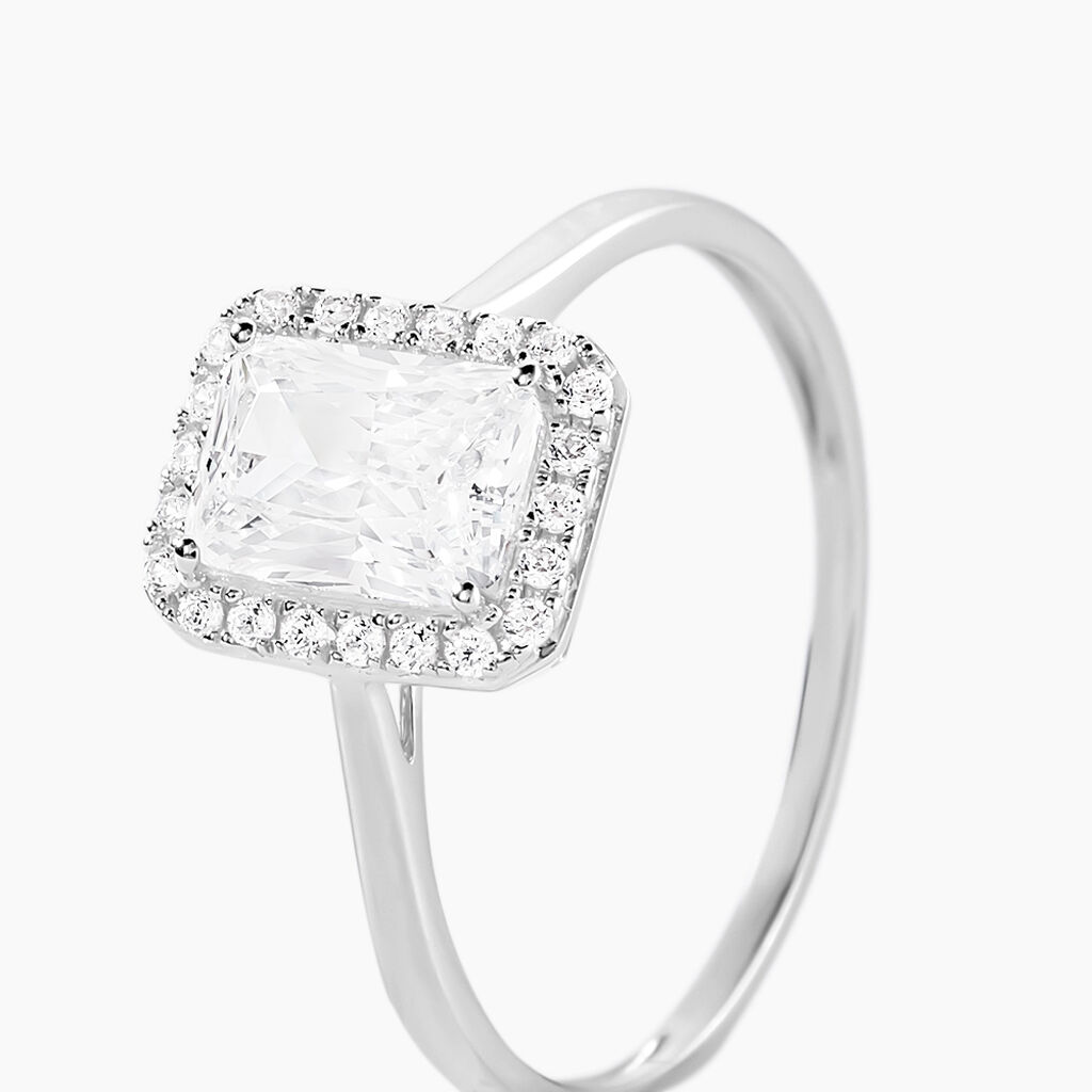 Bague Or Blanc Goulven  Oxyde De Zirconium - Bagues solitaires Femme | Histoire d&rsquo;Or