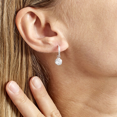 Créole Unitaire Ancelin Rondes Argent Blanc Oxyde De Zirconium - Boucles d'oreilles créoles Femme | Histoire d’Or