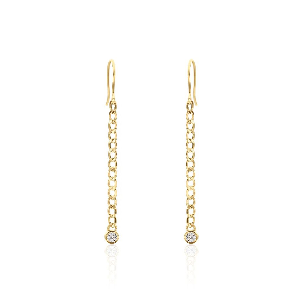 Boucles D'oreilles Pendantes Vienne Or Jaune Oxyde De Zirconium - Boucles d'oreilles pendantes Femme | Histoire d&rsquo;Or