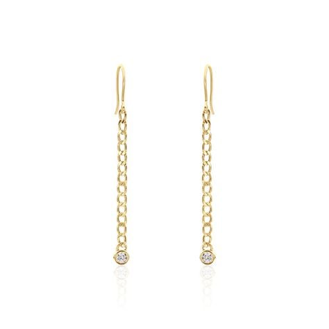Boucles D'oreilles Pendantes Vienne Or Jaune Oxyde De Zirconium - Boucles d'oreilles pendantes Femme | Histoire d&rsquo;Or