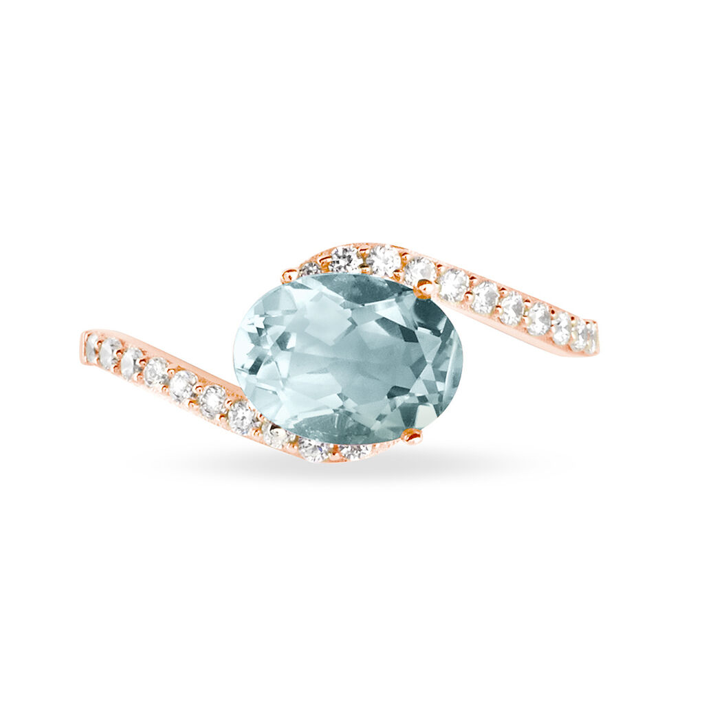 Bague Loriane Or Rose Aigue Marine Et Diamant - Bagues solitaires Femme | Histoire d’Or