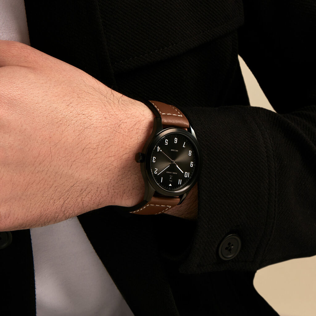 Montre Pierre Lannier Aviateur Noir - F&ecirc;te des p&egrave;res Homme | Histoire d&rsquo;Or