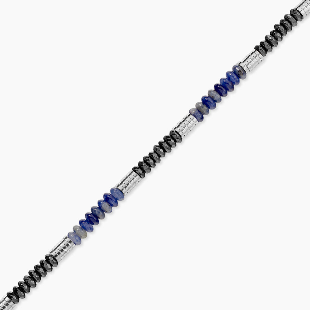 Bracelet Naturel Acier Blanc Sodalite H&eacute;matite - F&ecirc;te des p&egrave;res Homme | Histoire d&rsquo;Or
