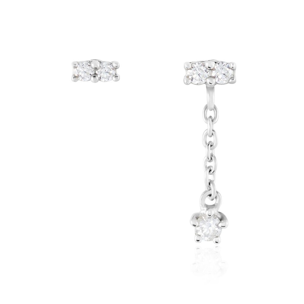 Boucles D'oreilles Dépareillées Argent Blanc Braden Oxyde De Zirconium - Boucles d'oreilles fantaisie Femme | Histoire d’Or