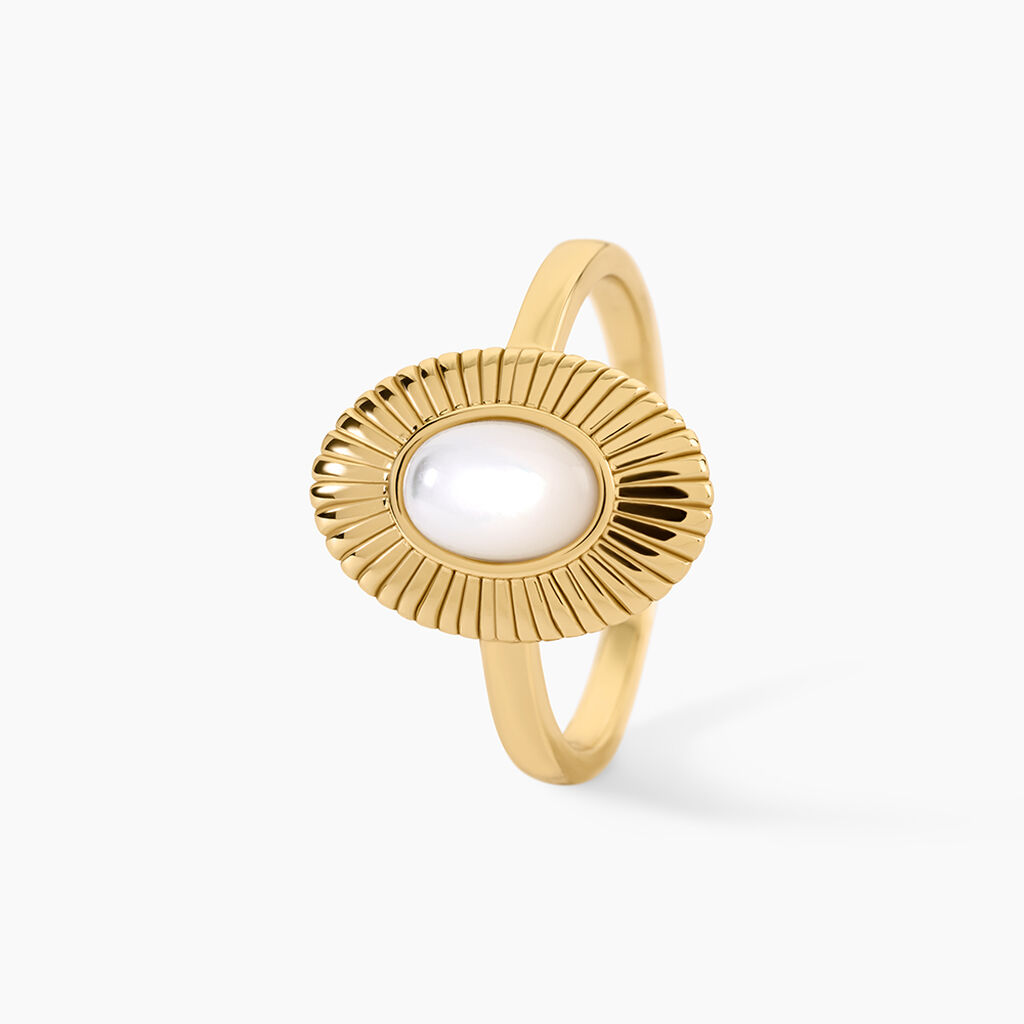 Bague Osana Argent Dor&eacute; A L'Or 750/1000 Nacre - Bagues solitaires Femme | Histoire d&rsquo;Or