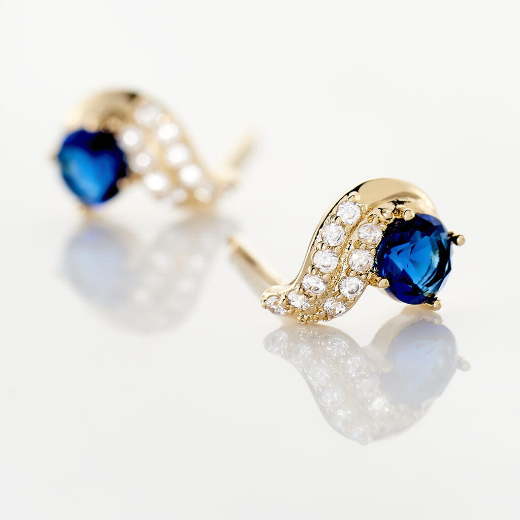 Boucles D'oreilles Puces Tyana Plaqué Or Jaune Oxyde De Zirconium - Boucles d'oreilles fantaisie Femme | Histoire d’Or